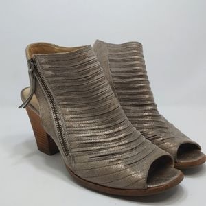 Paul Green Cayanne Peep Toe Sandal Asymmetrical Zip Leather Smoke UK 6 US 8.5